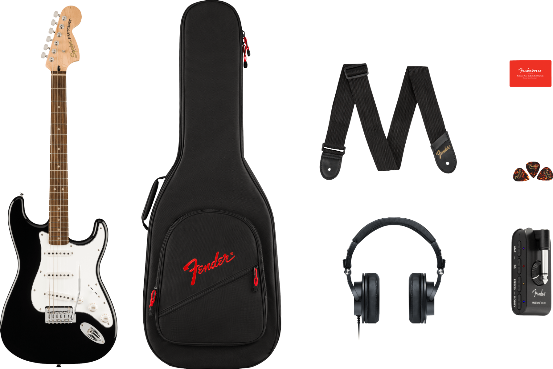 FENDER Affinity Stratocaster Mustang Micro Pack LRL Black
