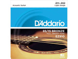 D'Addario EZ910 Muta di corde per chitarra acustica Light 011-052