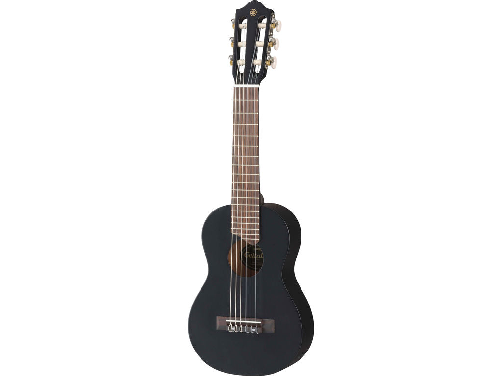 Guitalele Yamaha GL1 nero, chitarra compatta con corde in nylon, scala 433mm, corpo in abete e meranti
