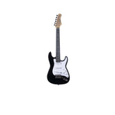 Chitarra elettrica 3/4 nera Eko ST-100, corpo in pioppo, manico in acero, 21 tasti, tre pickup single coil, ideale per principianti