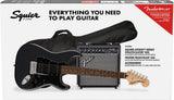 Fender Squier Affinity Stratocaster HSS Pack 15G LRL CFM Charcoal Frost Metallic Chitarra elettrica con amplificatore e accessori