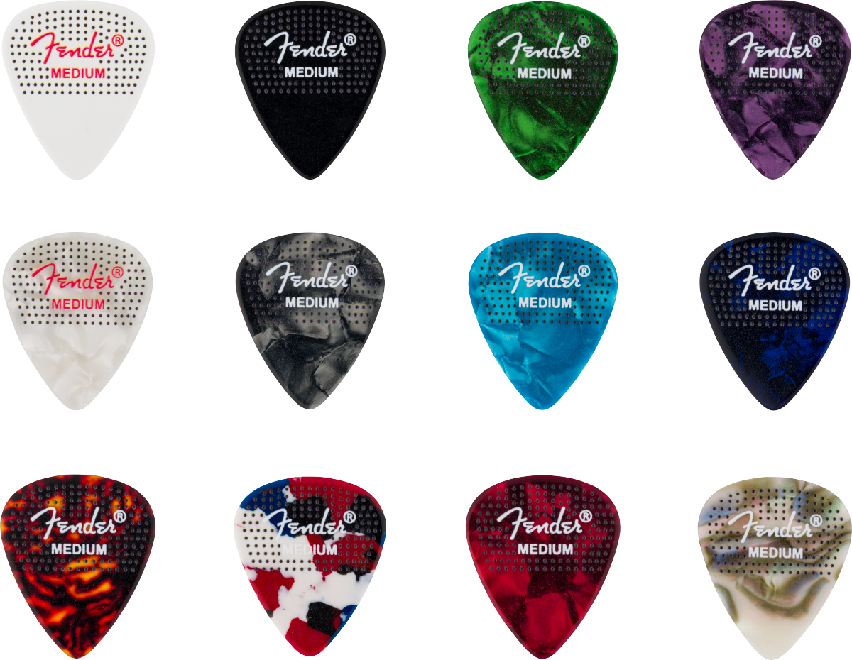 FENDER Plettri Puntinati 351 in Celluloide - Pack da 12 Medium