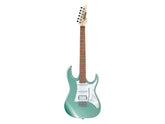 Chitarra elettrica Ibanez GIO GRX40 in verde metallico, con pickup Infinity e manico in acero, ideale per chitarristi