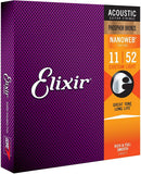 Elixir 16027 Nanoweb Phosphor Bronze Muta di corde per chitarra acustica Custom Light 011-052