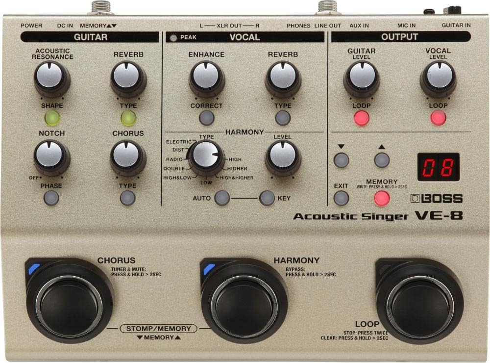 BOSS VE-8 Acoustic Singer Effetti per Voce e Chitarra Acustica