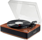 Giradischi Fenton RP162 in legno, con streaming BT, USB e coperchio antipolvere, per riproduzione e conversione vinile