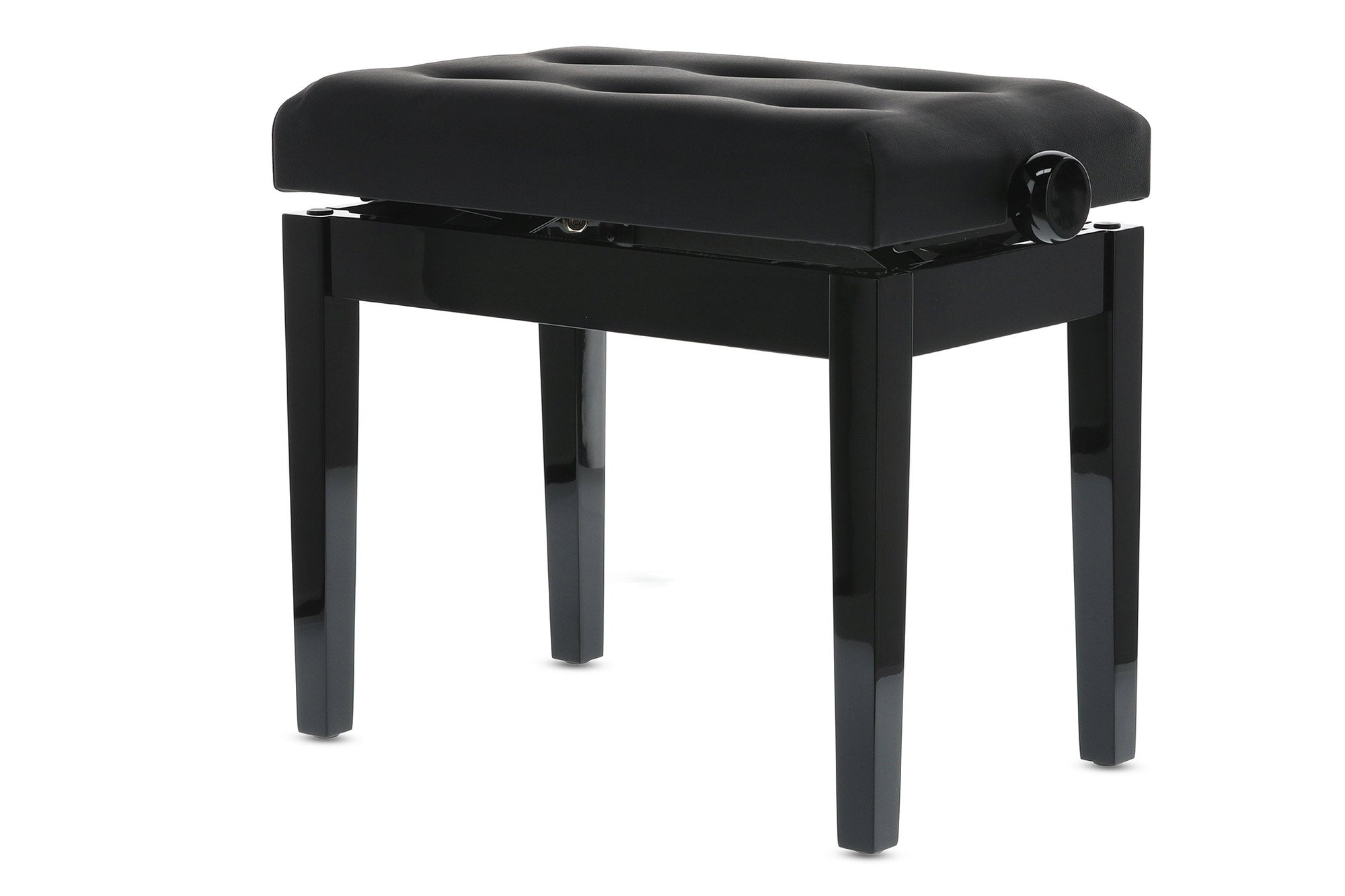 GEWA Deluxe Leather Panca per Pianoforte Regolabile Nero Lucido