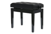 GEWA Deluxe Leather Panca per Pianoforte Regolabile Nero Lucido
