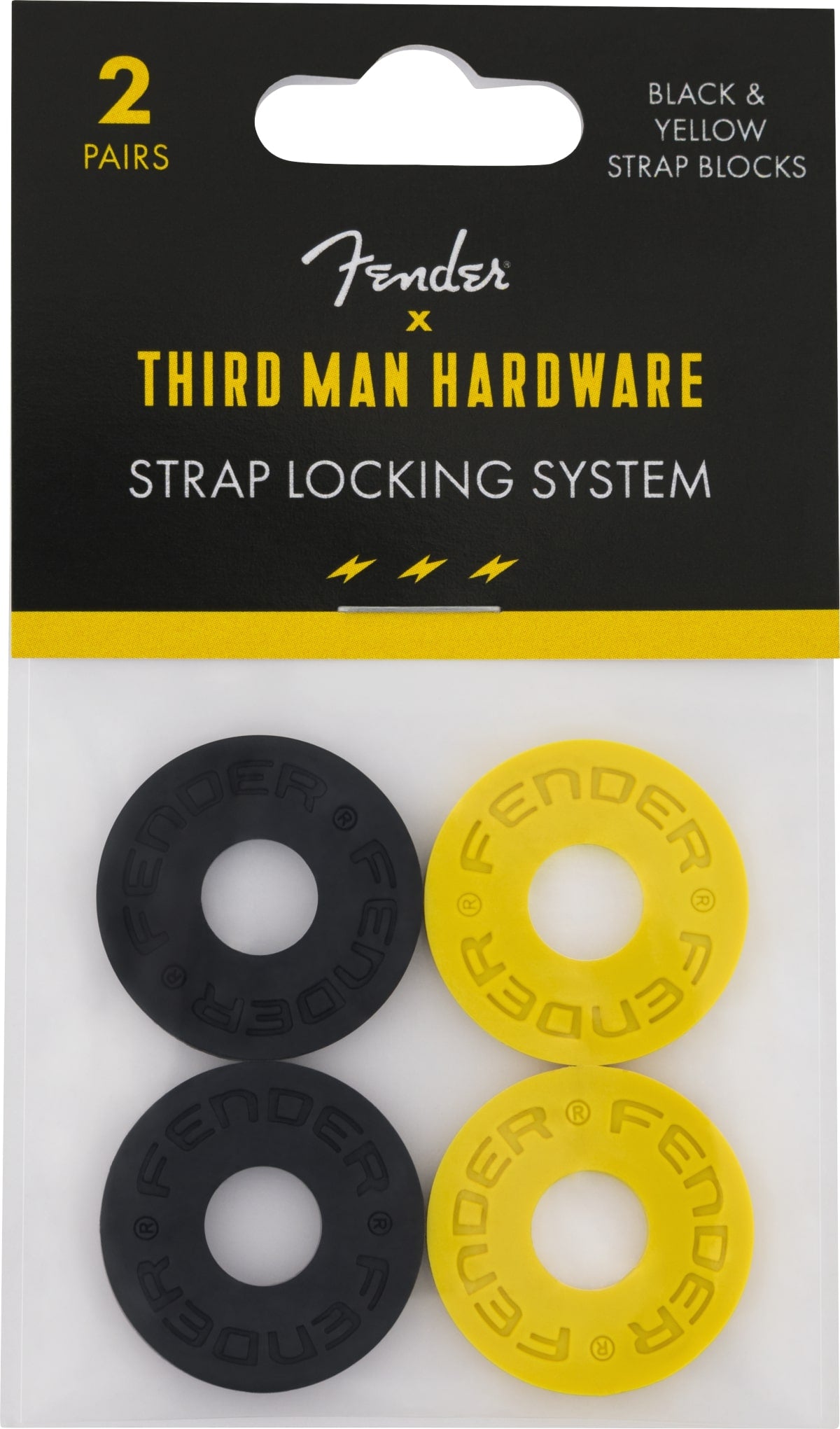 FENDER Strap Blocks Third Man Records 2 X Black And 2 X Yellow
