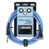 Cavo jack angolato BOSS da 3 metri, colore blu, per chitarra e basso, con connettori di alta qualità e design accattivante