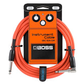 Cavo jack angolato BOSS da 3 metri, colore arancione, per chitarra e basso, con connettori di alta qualità e design accattivante
