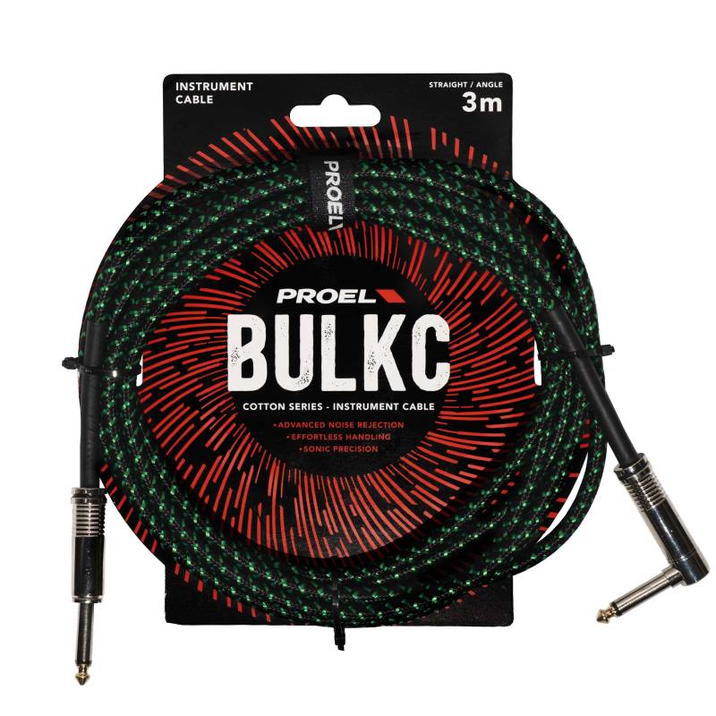 PROEL BULK120CLU3GB Cavo per strumenti 3mt Nero e Verde