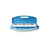 Melodica scolastica azzurra con 32 tasti, tonalità FA, astuccio antiurto e accessori inclusi, ideale per le scuole