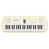 Tastiera Casio Sa-80 visuale dall'alto. Bianca e giallo limone.
