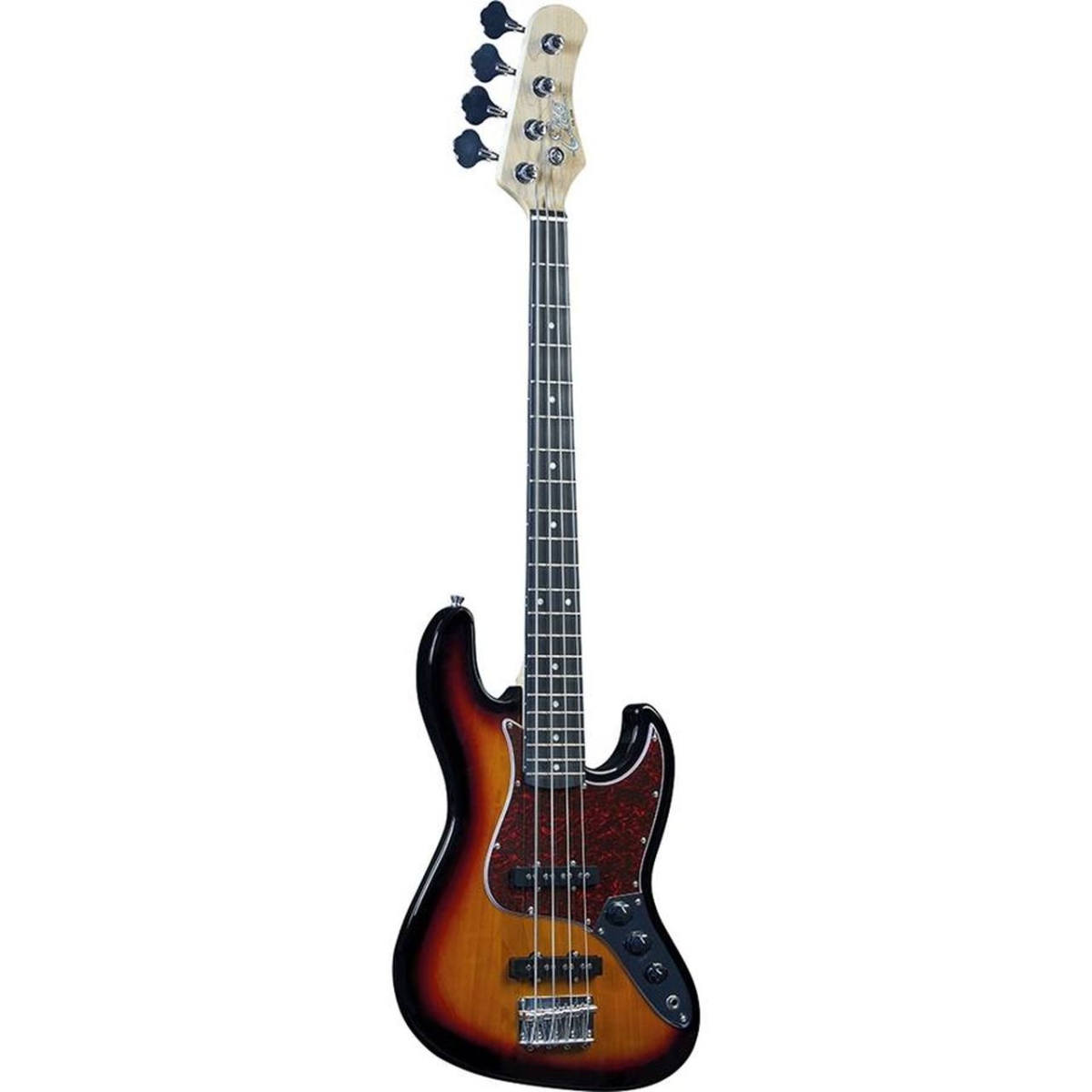Basso elettrico Eko JB-100 3/4 Sunburst, corpo in pioppo, manico in acero, 21 tasti, ideale per giovani musicisti