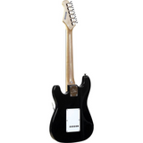 Eko ST-100 3/4 nera, chitarra elettrica per bambini, corpo in pioppo, manico in acero, tre pickup, suono versatile e brillante