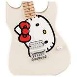 Chitarra Squier Hello Kitty, bianca con manico in acero e pickup Alnico, unisce stile e qualità per i fan di Hello Kitty