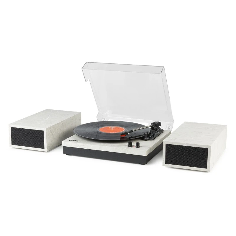 Giradischi Fenton RP165 in marmo, con amplificatore integrato e altoparlanti stereo per vinile e streaming Bluetooth