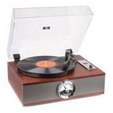 Giradischi vintage Fenton RP165 con amplificatore, altoparlanti stereo e opzioni di riproduzione BT, CD e radio FM