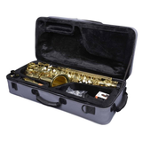 Custodia per sassofono contralto Mib, finitura in ottone laccato, con accessori e supporto pollice regolabile