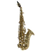 Sassofono soprano in Sib laccato oro, ideale per studenti, con chiavi Fa# e Sol e finitura in ottone laccato