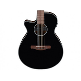 Chitarra acustica Ibanez AEG50L, mancina, nera, con preamp AEQ-TTS, controlli semplici e accordatore LCD integrato.