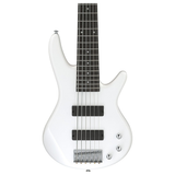 Basso elettrico a 6 corde Ibanez GSR186-PW, finitura Pearl White, manico in acero, pickup Dynamix H, suono elegante e potente