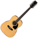 Chitarra acustica Ibanez PF1512 NT 12 corde, con tavola in abete e corpo in mogano, finiture di alta qualità e design elegante