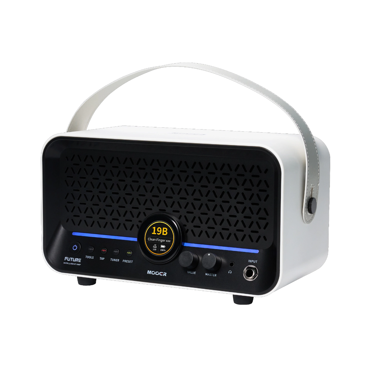 MOOER F15i Li amplificatore intelligente Snowfall White con tracolla da viaggio
