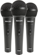 Kit di 3 microfoni cardioidi DM800 con custodia rigida, progettati per applicazioni live e studio, risposta in frequenza ampia