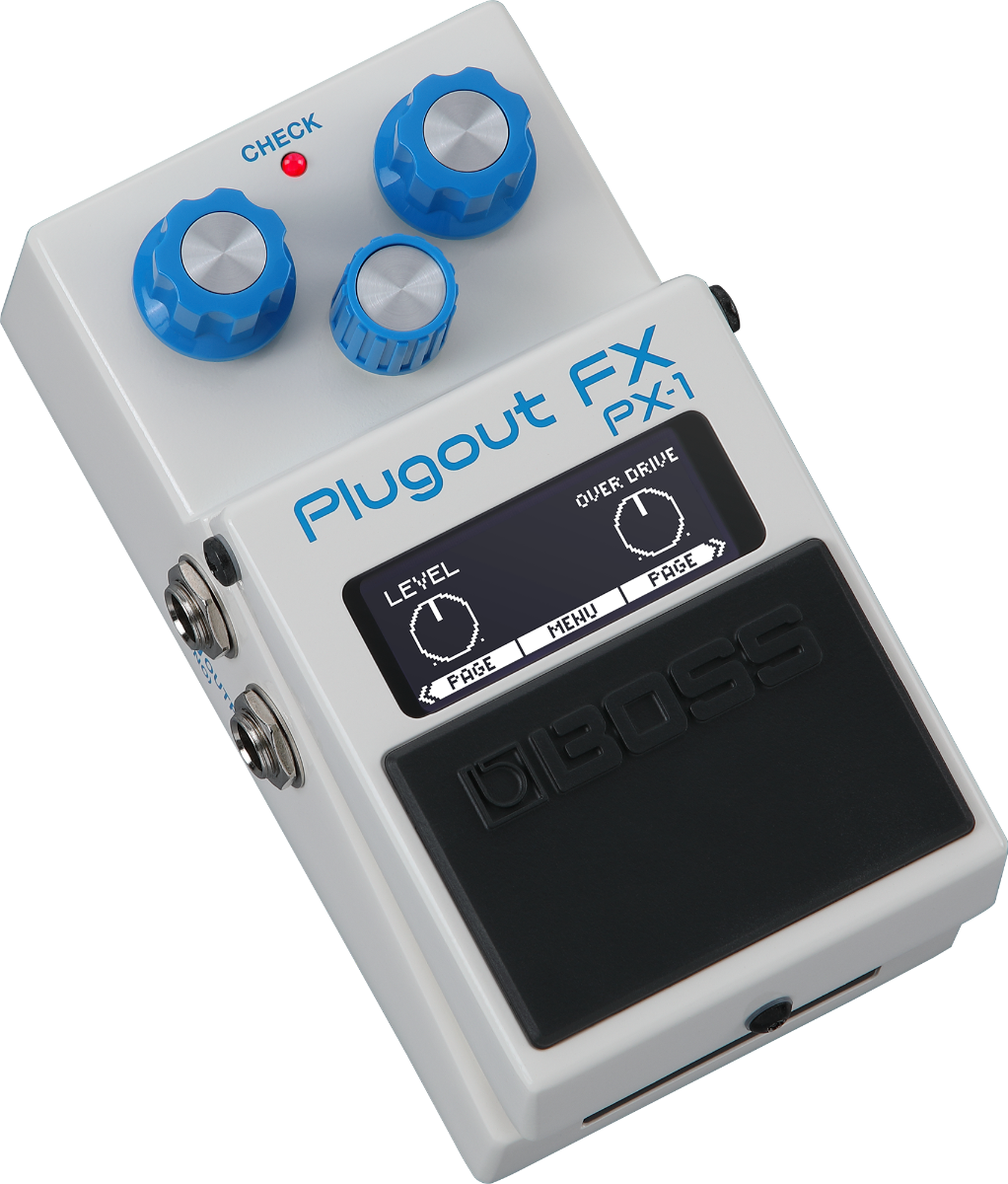 PX-1 Plugout FX: pedale versatile che riproduce effetti storici BOSS per chitarra, con connessioni stereo e Bluetooth
