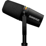 Kit podcast Shure MV7+: microfono dinamico nero, supporto da tavolo Gator e cavo USB-C da 3 metri per registrazioni di qualità