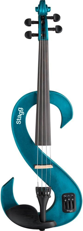 Violino elettrico STAGG EVN 4/4 MBK blu metallizzato, design a forma "S", corpo in acero, equalizzatore a 3 bande incluso