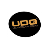 Coppia di slipmat neri con logo UDG dorato, in feltro, diametro 30,5 cm, spessore 0,2 cm, venduti insieme