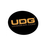 Coppia di slipmat neri con logo UDG dorato, in feltro, diametro 30,5 cm, spessore 0,2 cm, venduti insieme