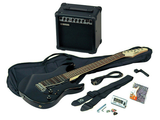 Set per principianti: chitarra elettrica nera, amplificatore 15W, custodia e accessori inclusi
