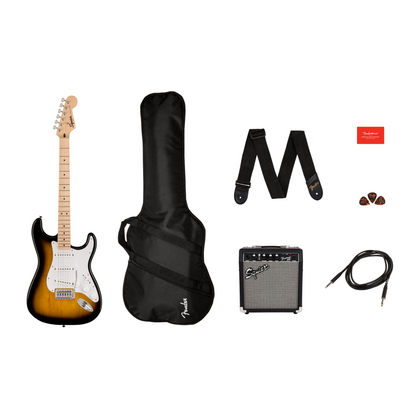Fender Squier Sonic Stratocaster Pack MN 2 color sunburst Pack completo chitarra elettrica