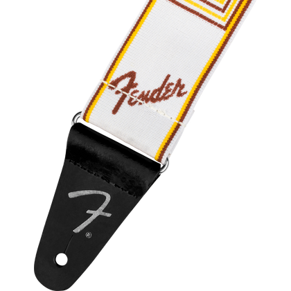 FENDER Weighless 2" Monogrammed Strap White/Brown/Yellow