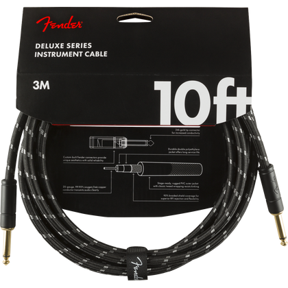 Fender Deluxe Instrument Cable Black Tweed Cavo per strumenti Jack - Jack 3 mt