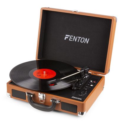 FENTON RP115F Record Player Giradichi a valigetta marrone con Bluetooth