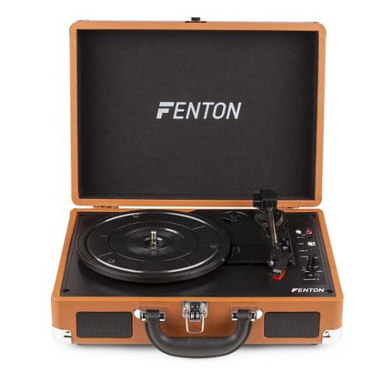 FENTON RP115F Record Player Giradichi a valigetta marrone con Bluetooth