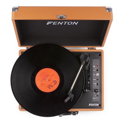 FENTON RP115F Record Player Giradichi a valigetta marrone con Bluetooth
