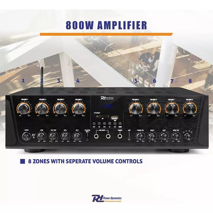 POWER DYNAMICS PV280BT 8CH Ampli System 8x100W BT