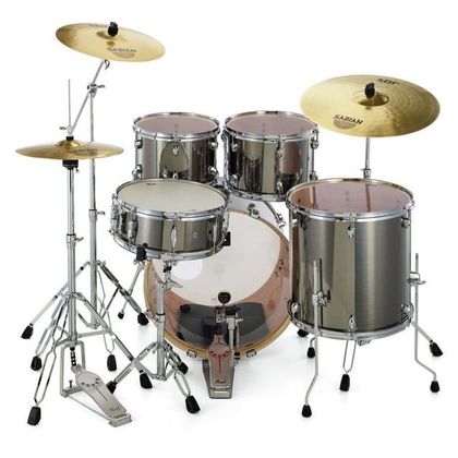 Pearl Export EXX725SBR/C21 Smokey Chrome Batteria acustica completa cromata + Sabian Omaggio