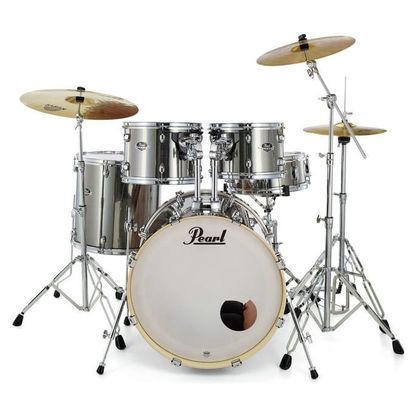 Pearl Export EXX725SBR/C21 Smokey Chrome Batteria acustica completa cromata + Sabian Omaggio