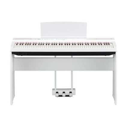 Yamaha P125 White Pianoforte digitale bianco con stand + pedaliera + cuffie + copritastiera omaggio