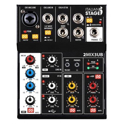 Italian Stage 2MIX3UB Mixer usb bluetooth 3 canali con effetti