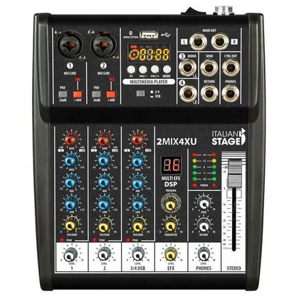 Italian Stage 2MIX4XU Mixer usb bluetooth 4 canali con effetti