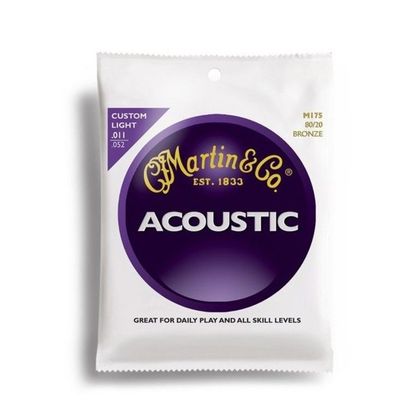 Martin M175 80/20 Bronze Muta di corde per chitarra acustica Custom Light 011-052