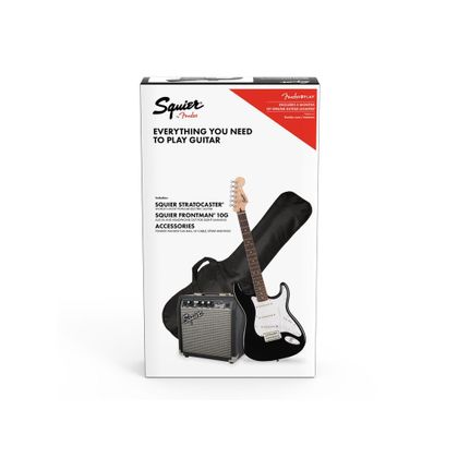 Fender Squier Stratocaster SSS Pack 10G BLK Kit chitarra elettrica Black con amplificatore e accessori